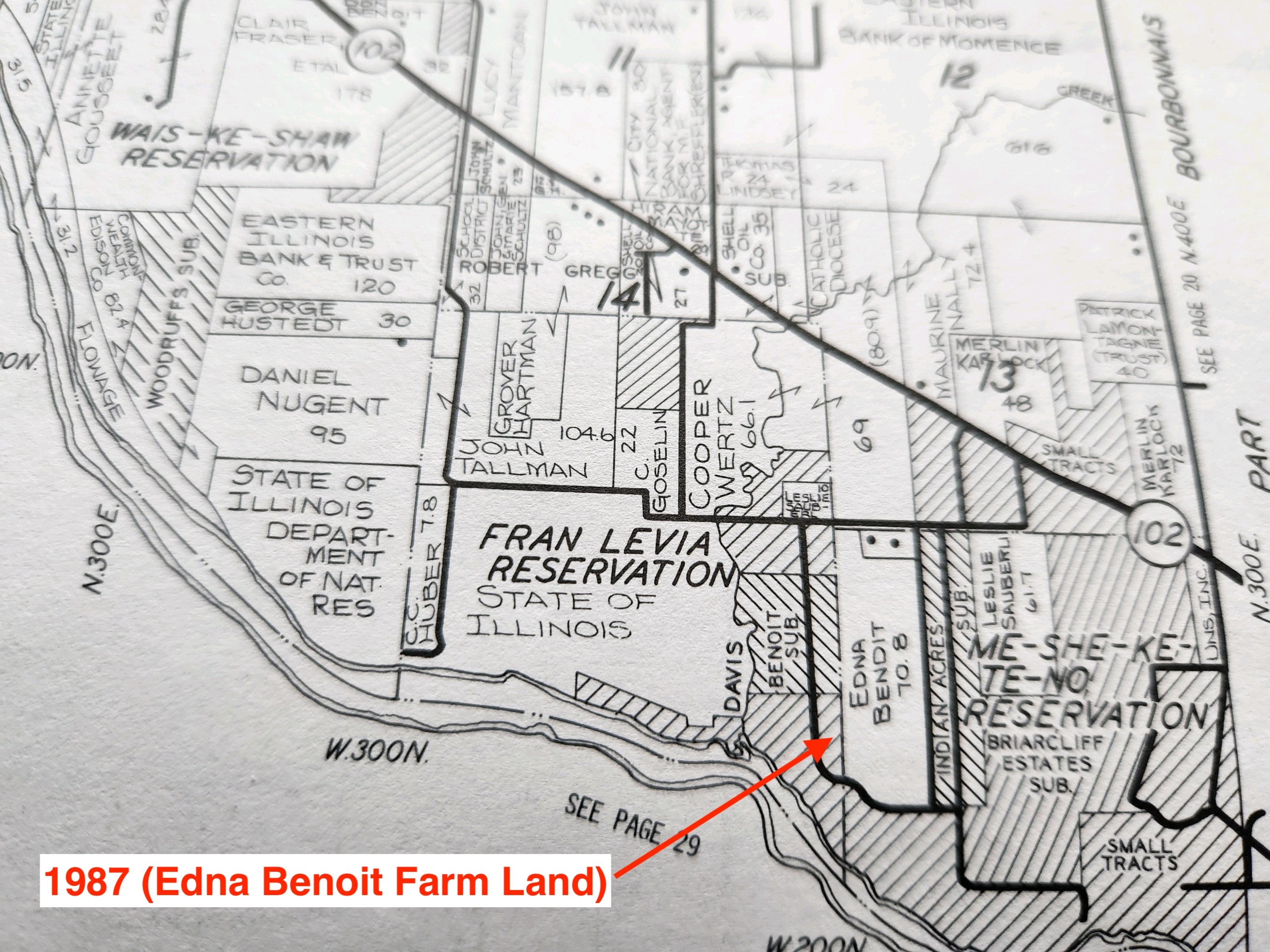 Plat image from 1987 showing land in Kankakee near the Will County border.