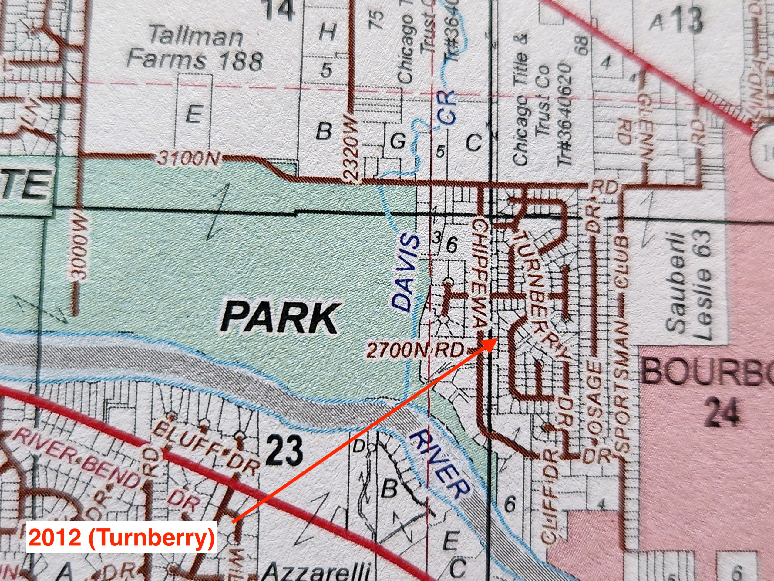 Plat image from 2012 showing land in Kankakee near the Will County border.