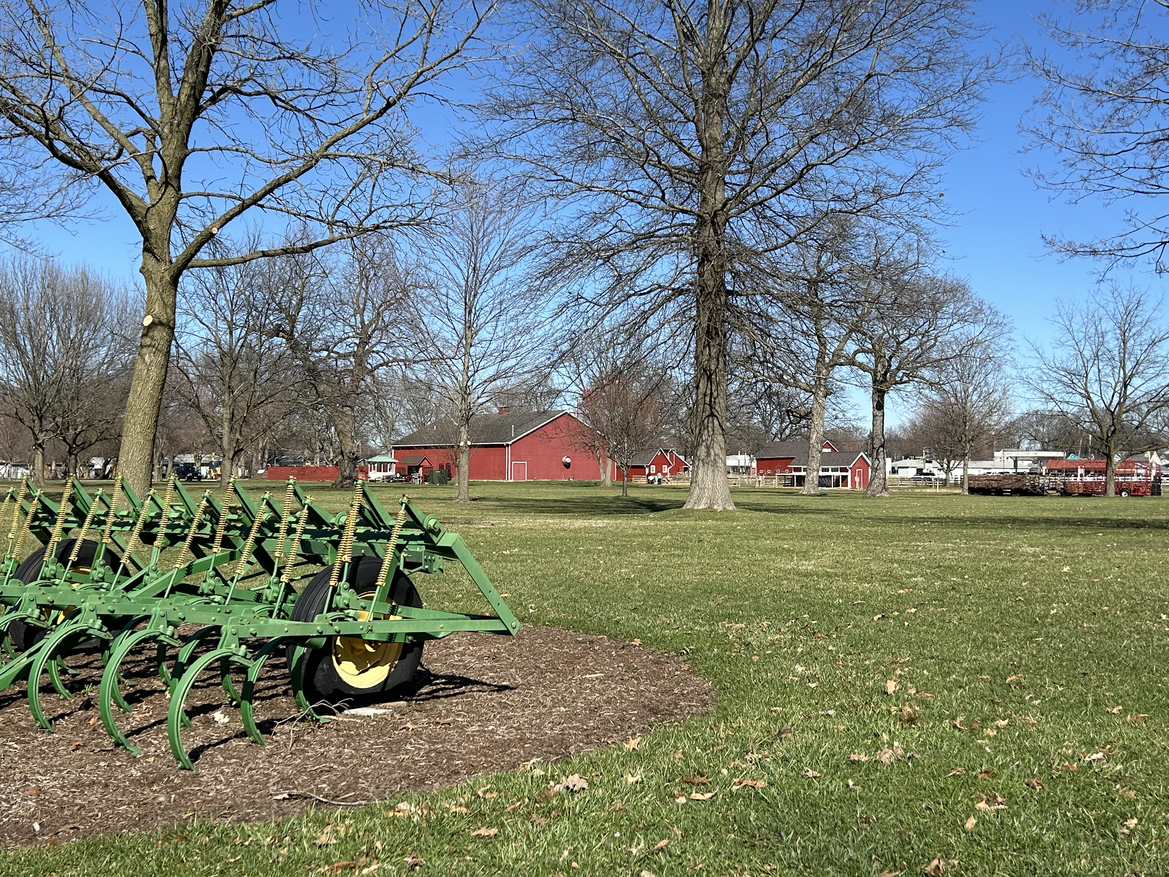 A tractor in a field at Perry Farm, in Kankakee County.