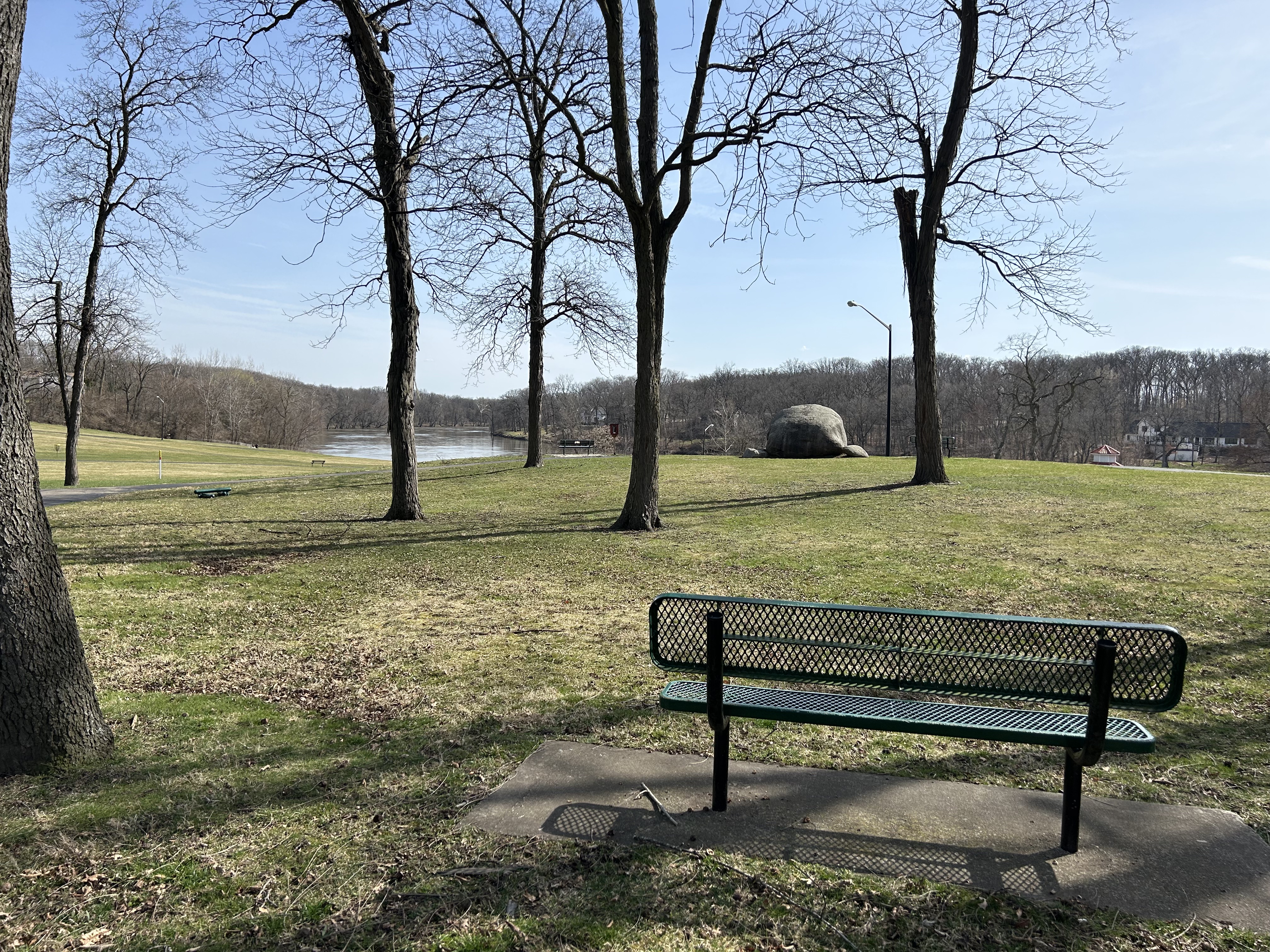 Nice view from a bench at Riverfront Park, near route 102 in Bourbonnais.